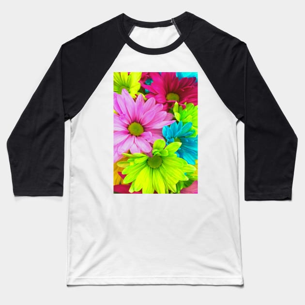 Beautiful Neon Colorful Flowers Baseball T-Shirt by Felicity-K